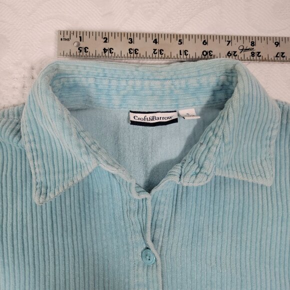 Croft & Barrow women's shirt corduroy shacket side pockets‎ pastel mint size S - Picture 9 of 15